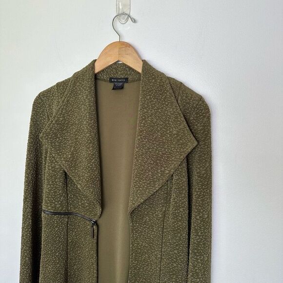 Eva Varro Women’s Barcelona Semi Fitted Pebble Olive Green Drape Collar Zipper D - Picture 5 of 9